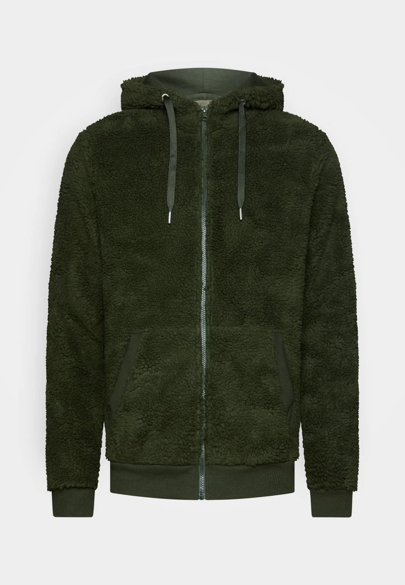 Pier One BORG ZIP-UP JACKET - Fleecejacke - Dark Green