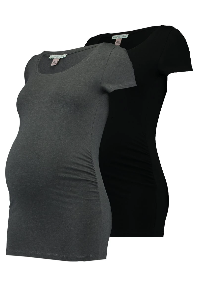 2 PACK - T-Shirt Basic - Dark Gray/black